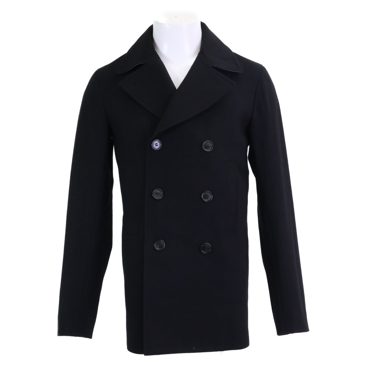 Dior HOMME Kris Era Wool Engraved Peacoat Black Coat Size 44