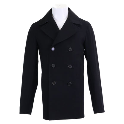 Dior HOMME Kris Era Wool Engraved Peacoat Black Coat Size 44