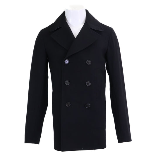 Dior HOMME Kris Era Wool Engraved Peacoat Black Coat Size 44