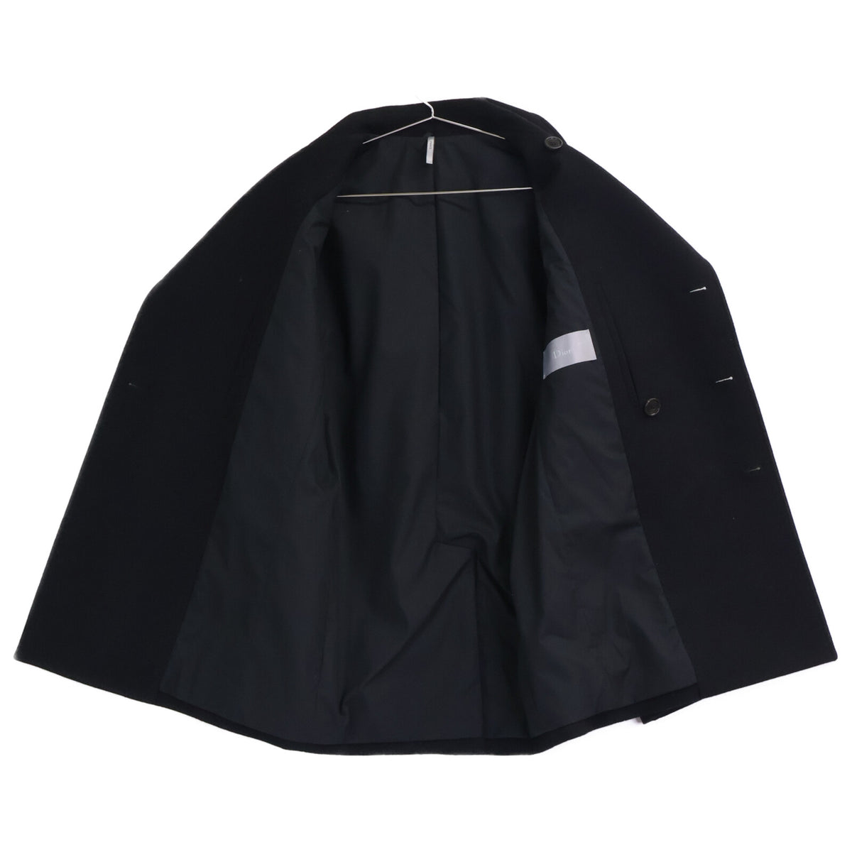Dior HOMME Kris Era Wool Engraved Peacoat Black Coat Size 44