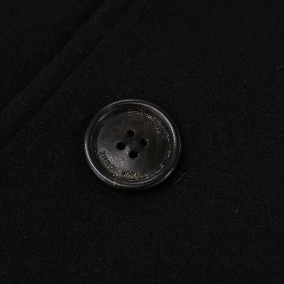 Dior HOMME Kris Era Wool Engraved Peacoat Black Coat Size 44
