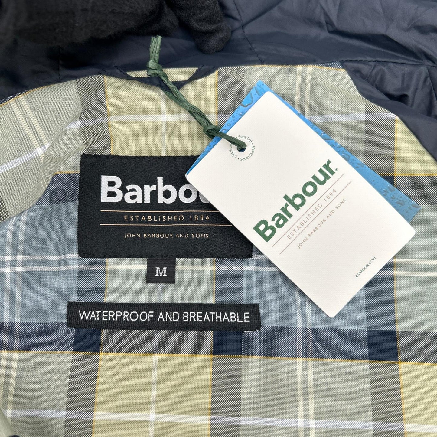Barbour Rokig Hooded Waterproof Trench Coat Navy Size M