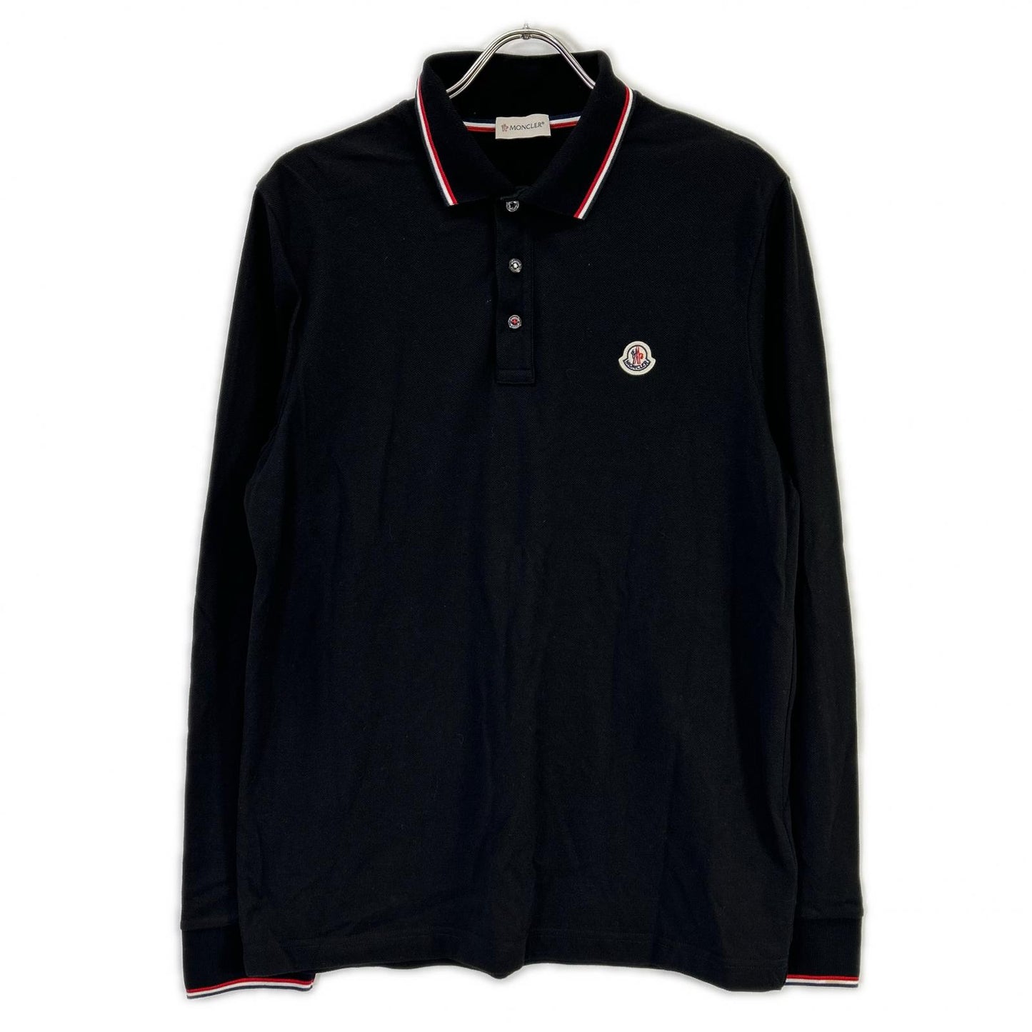 MONCLER Long Sleeve Polo Shirt Black Cotton Size L