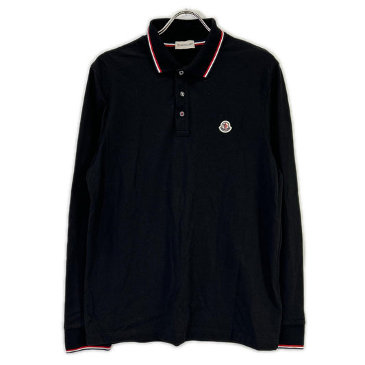 MONCLER Long Sleeve Polo Shirt Black Cotton Size L