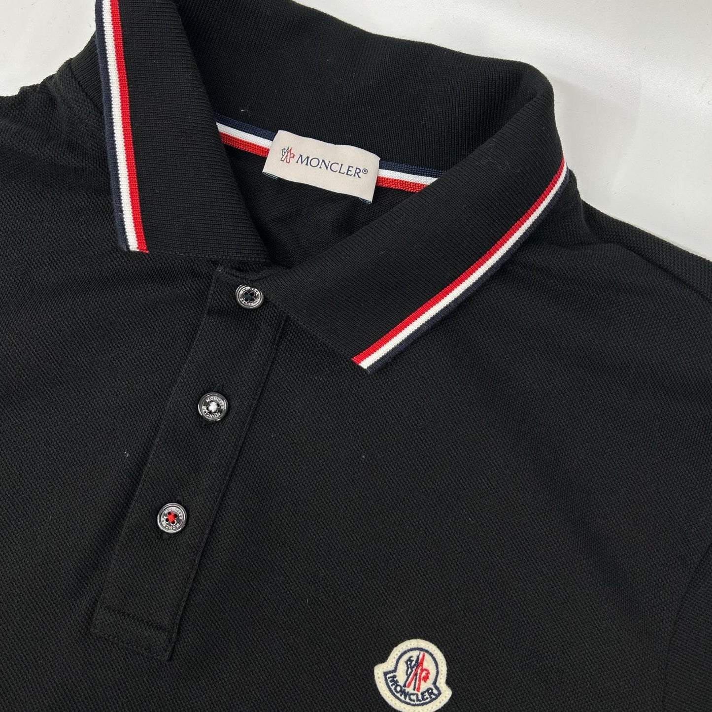 MONCLER Long Sleeve Polo Shirt Black Cotton Size L