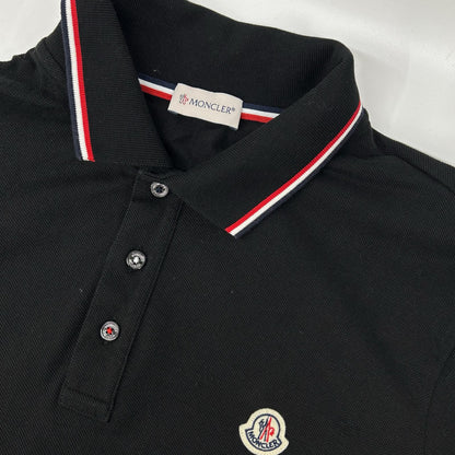 MONCLER Long Sleeve Polo Shirt Black Cotton Size L