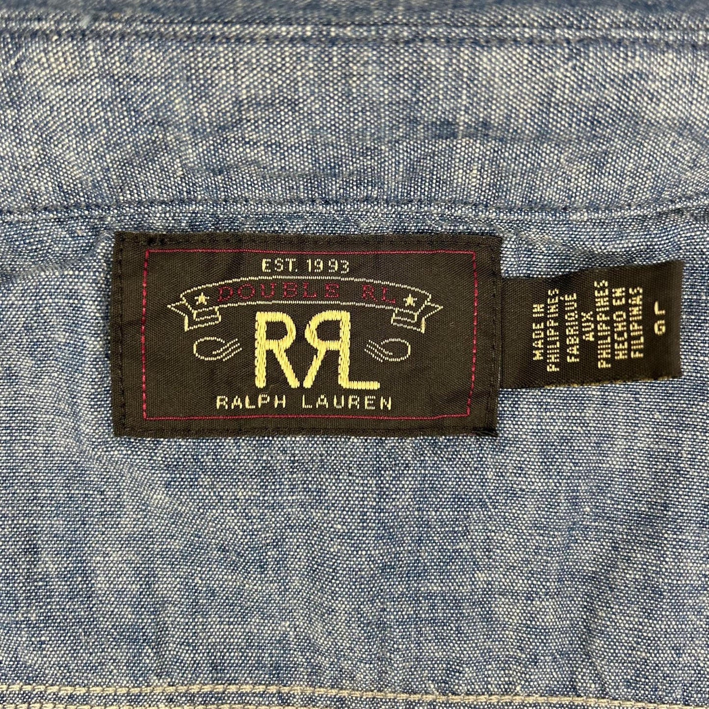 RRL 24SS Indigo Chambray Work Shirt Cotton Size L