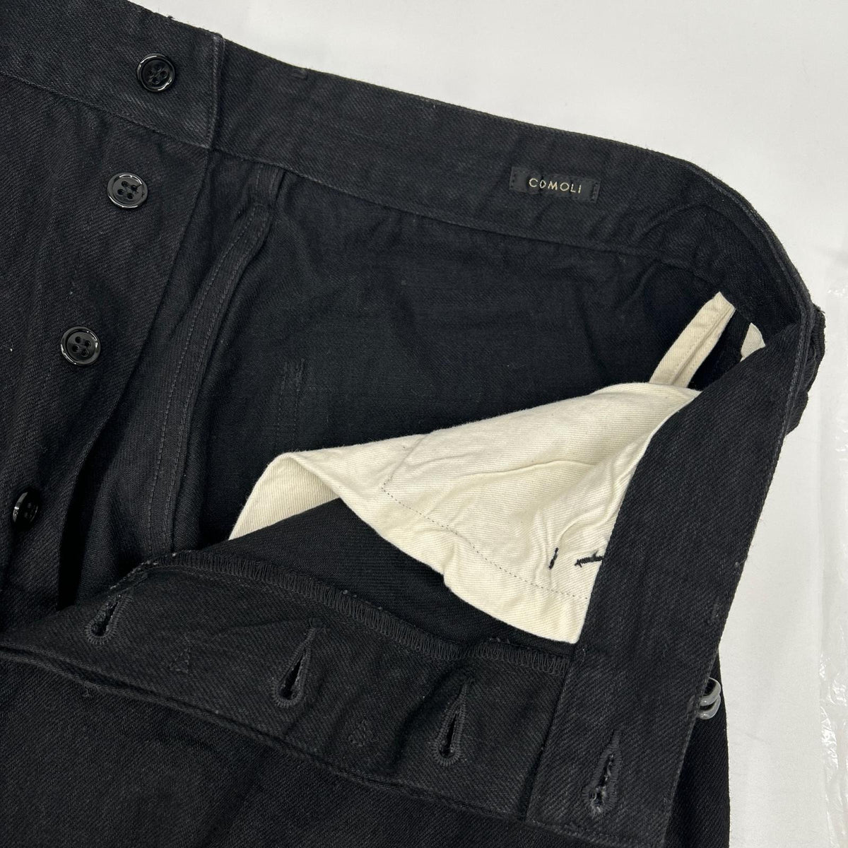 COMOLI 19AW Black Denim Belted Pants Cotton Size 1