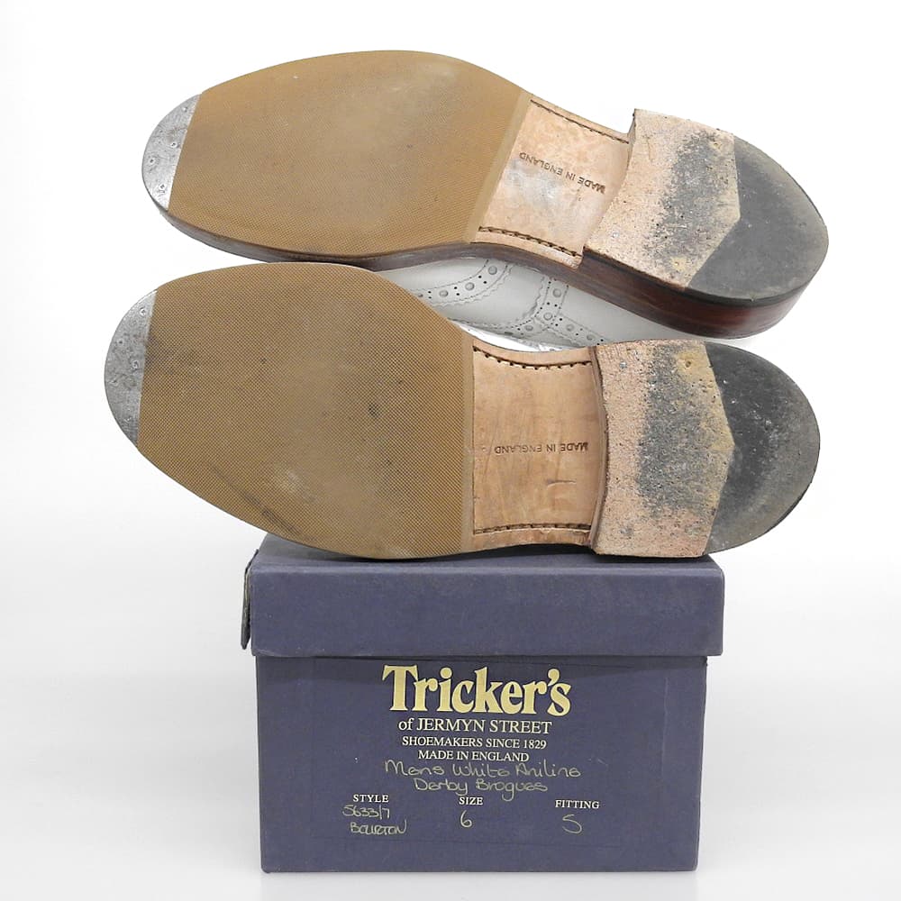 Tricker's Burton Leather Wingtip Shoes White Sneakers Size 6.5