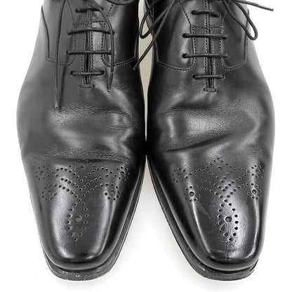SANTONI Black Leather Square Medallion Oxford Sneakers Size 8.5