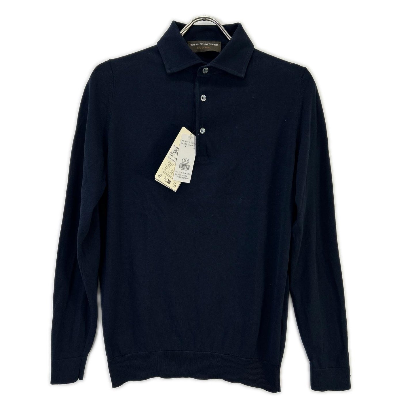 FILIPPO DE LAURENTIIS Long Sleeve Cotton Shirt Navy Polo Size 44