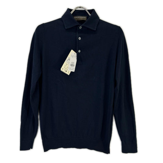 FILIPPO DE LAURENTIIS Long Sleeve Cotton Shirt Navy Polo Size 44
