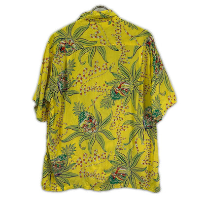 SUN SURF Rayon PINEAPPLE PASSION Aloha Shirt Yellow Size L