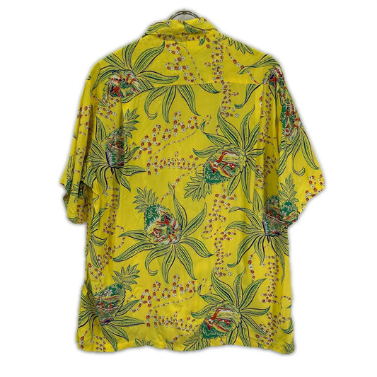 SUN SURF Rayon PINEAPPLE PASSION Aloha Shirt Yellow Size L