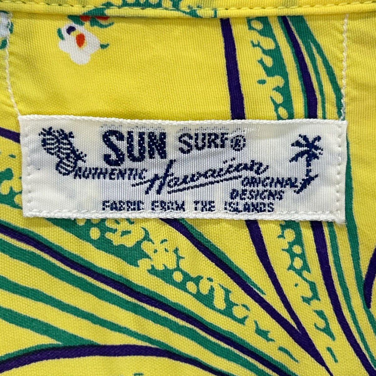 SUN SURF Rayon PINEAPPLE PASSION Aloha Shirt Yellow Size L
