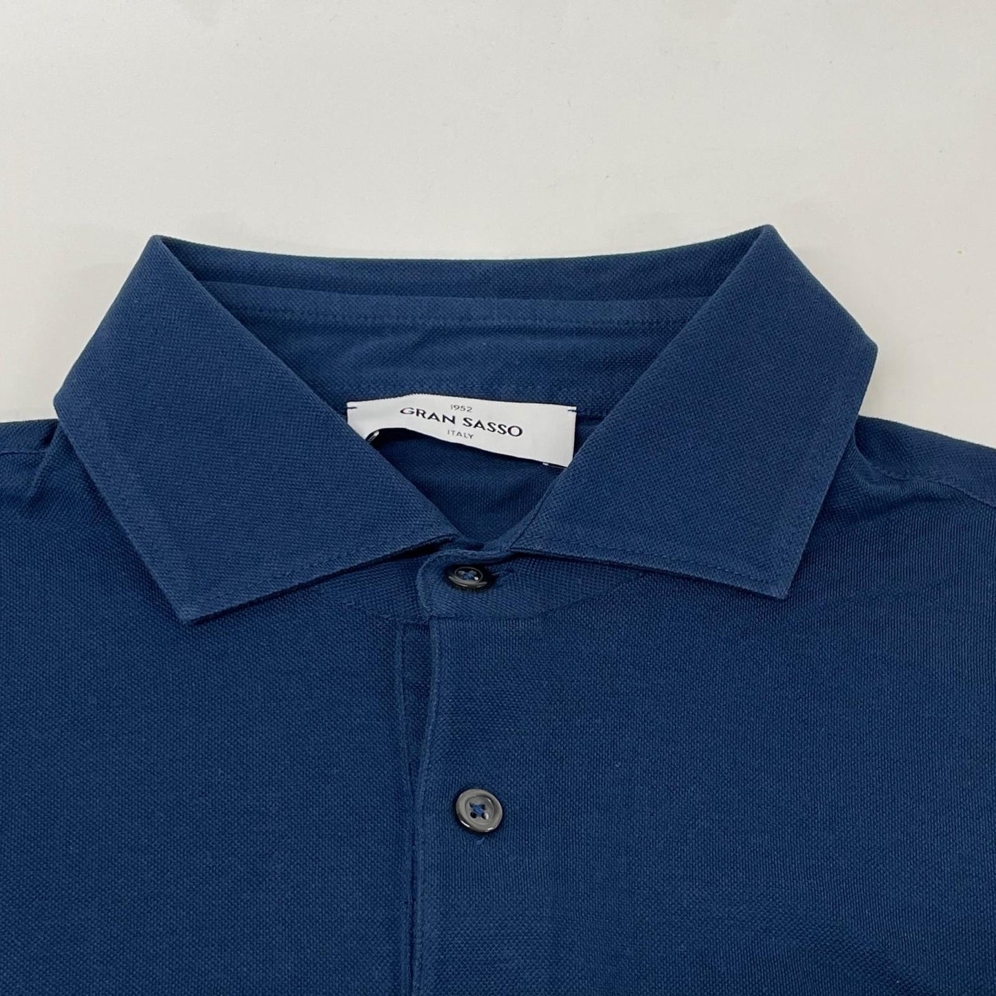GRAN SASSO Blue Cotton Pique Polo Size 48