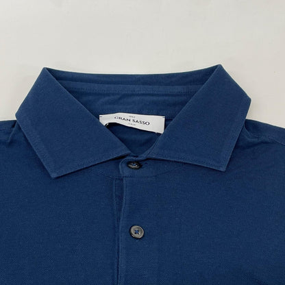 GRAN SASSO Blue Cotton Pique Polo Size 48