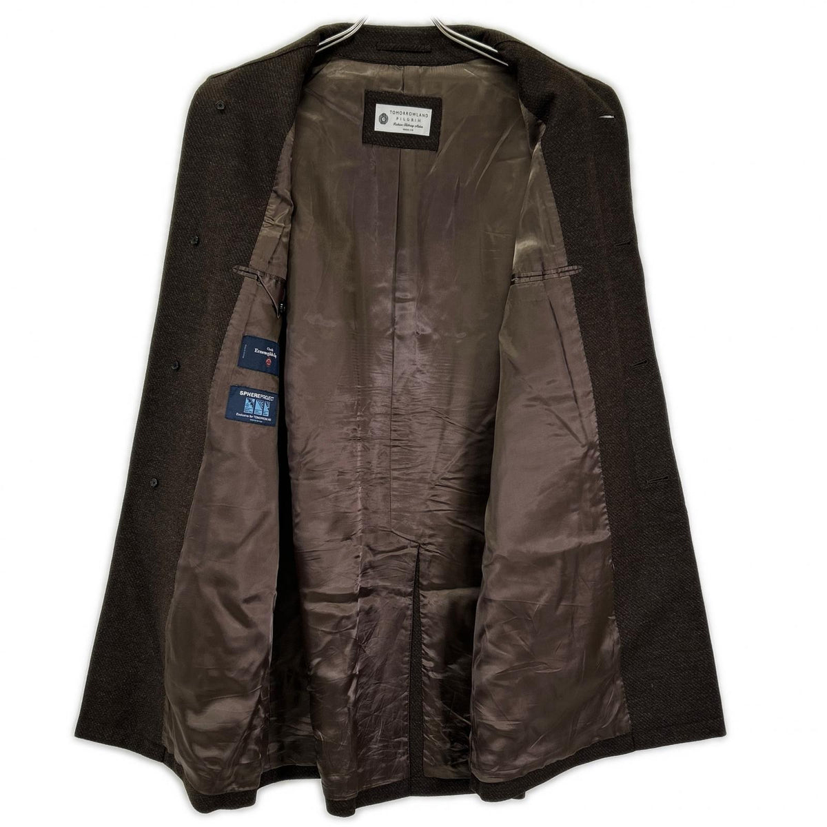 TOMORROWLAND PILGRIM Brown Zegna Wool Balmacaan Coat Size 46