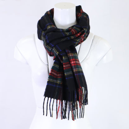Johnstons Black Stewart Cashmere Fringe Scarf