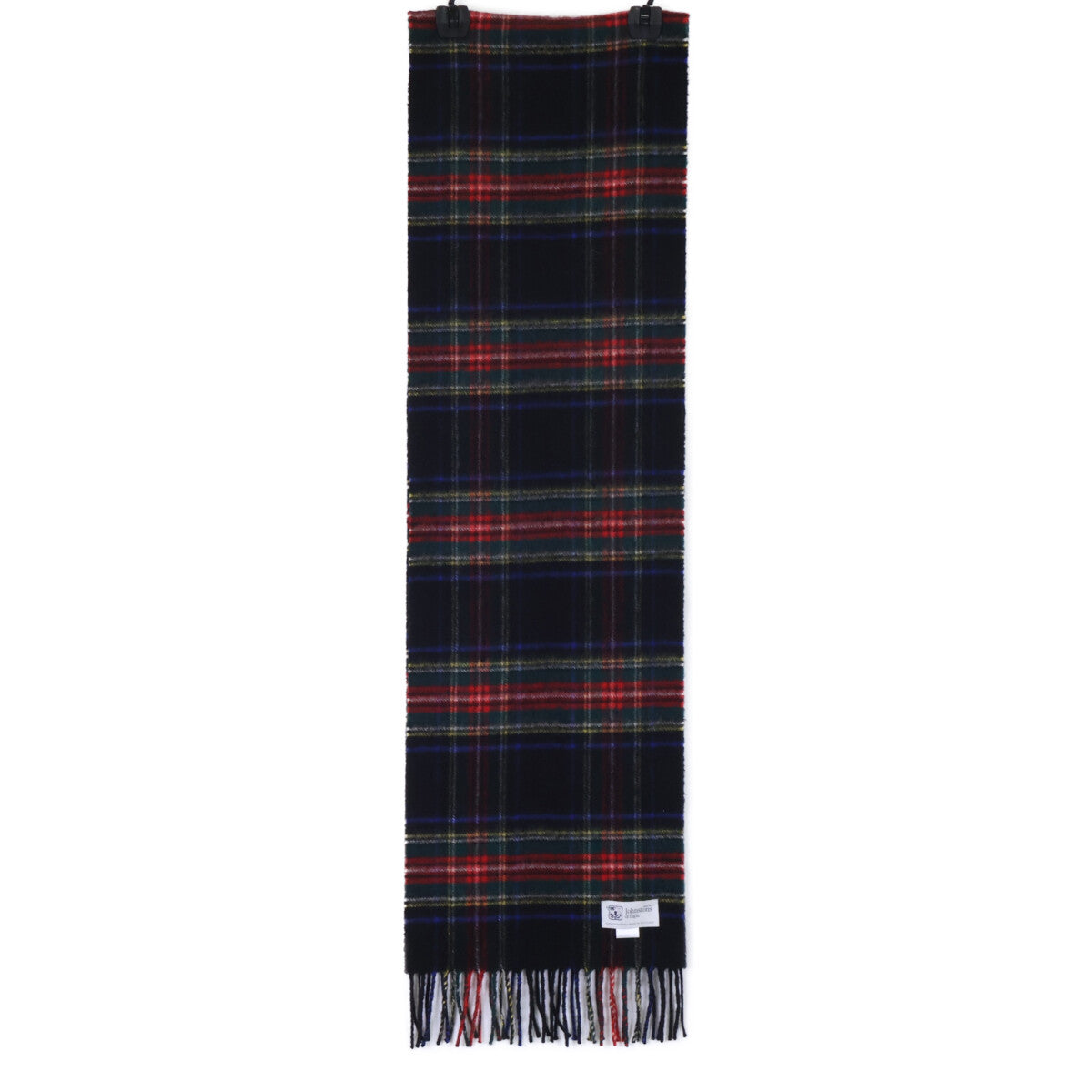 Johnstons Black Stewart Cashmere Fringe Scarf