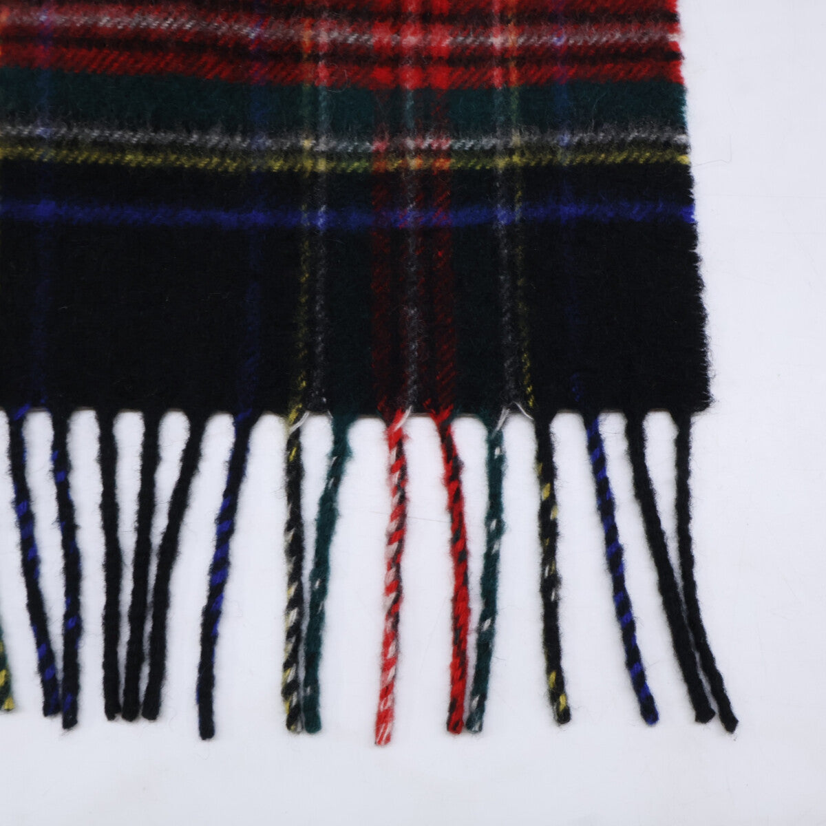 Johnstons Black Stewart Cashmere Fringe Scarf