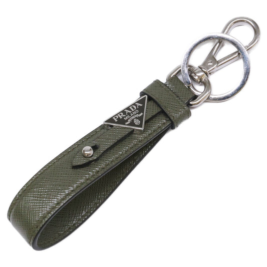 PRADA Saffiano Leather Triangle Ring Green Size ONE SIZE