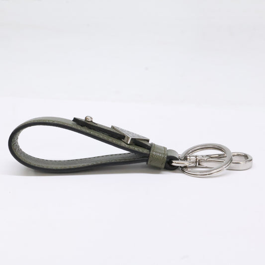 PRADA Saffiano Leather Triangle Ring Green Size ONE SIZE