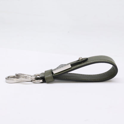 PRADA Saffiano Leather Triangle Ring Green Size ONE SIZE