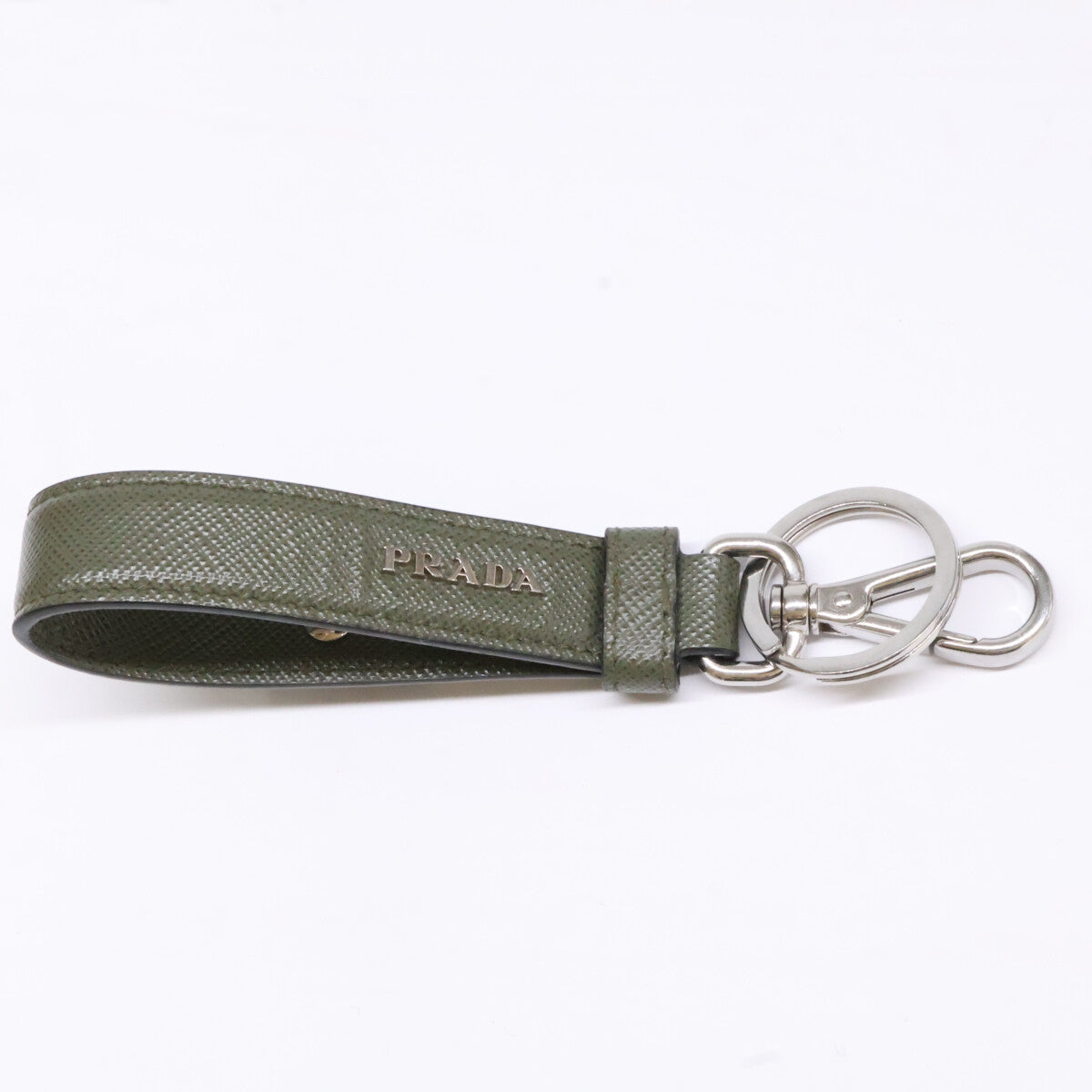 PRADA Saffiano Leather Triangle Ring Green Size ONE SIZE