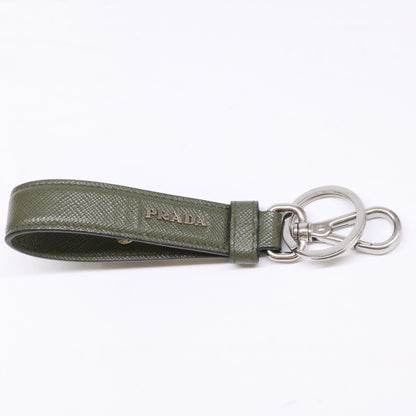 PRADA Saffiano Leather Triangle Ring Green Size ONE SIZE