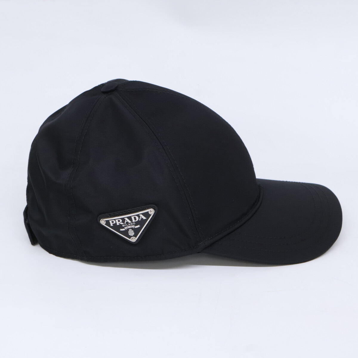 PRADA Re-Nylon Triangle Logo Baseball Cap Black Size L