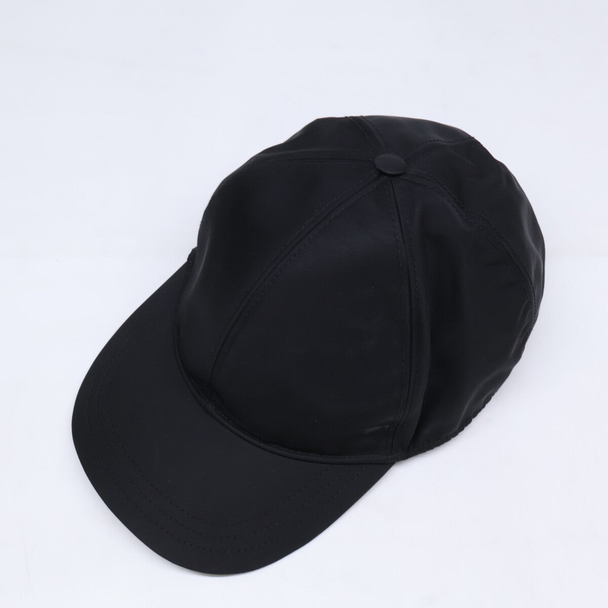 PRADA Re-Nylon Triangle Logo Baseball Cap Black Size L