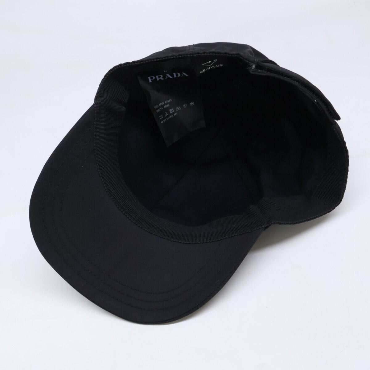 PRADA Re-Nylon Triangle Logo Baseball Cap Black Size L