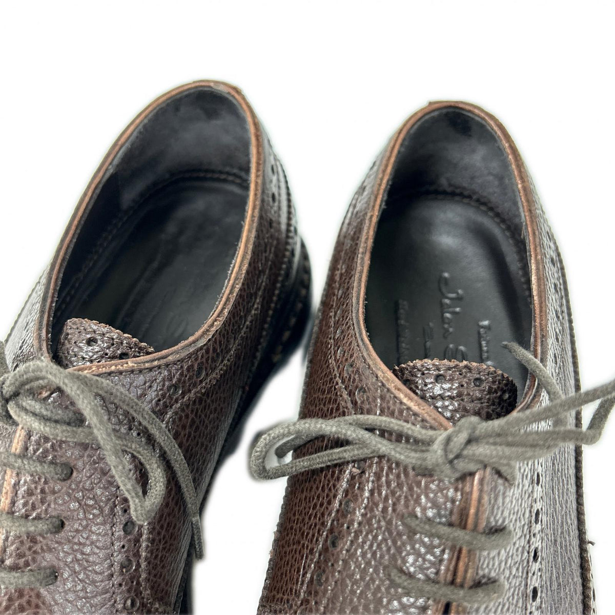 JALAN SRIWIJAYA Grained Leather Wingtip Dark Brown Sneakers Size 6