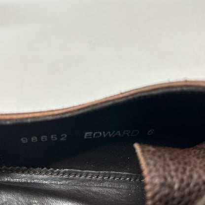 JALAN SRIWIJAYA Grained Leather Wingtip Dark Brown Sneakers Size 6