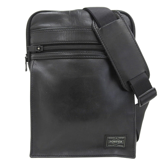 PORTER Amaze Leather Shoulder Bag Black