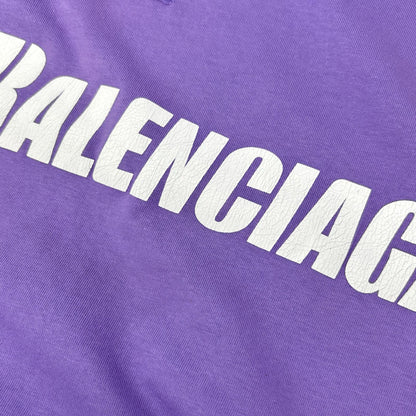 BALENCIAGA '21 Purple Distressed T-Shirt Size L