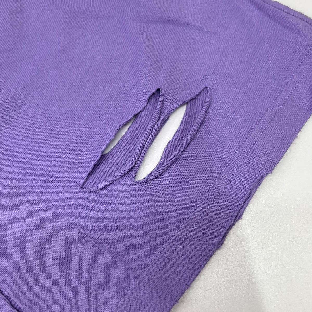 BALENCIAGA '21 Purple Distressed T-Shirt Size L