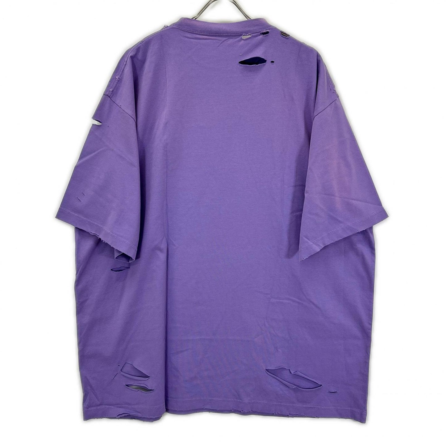BALENCIAGA '21 Purple Distressed T-Shirt Size L