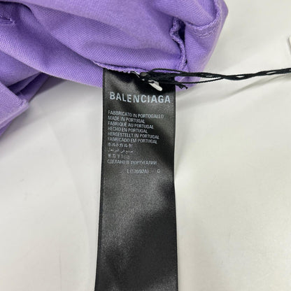 BALENCIAGA '21 Purple Distressed T-Shirt Size L
