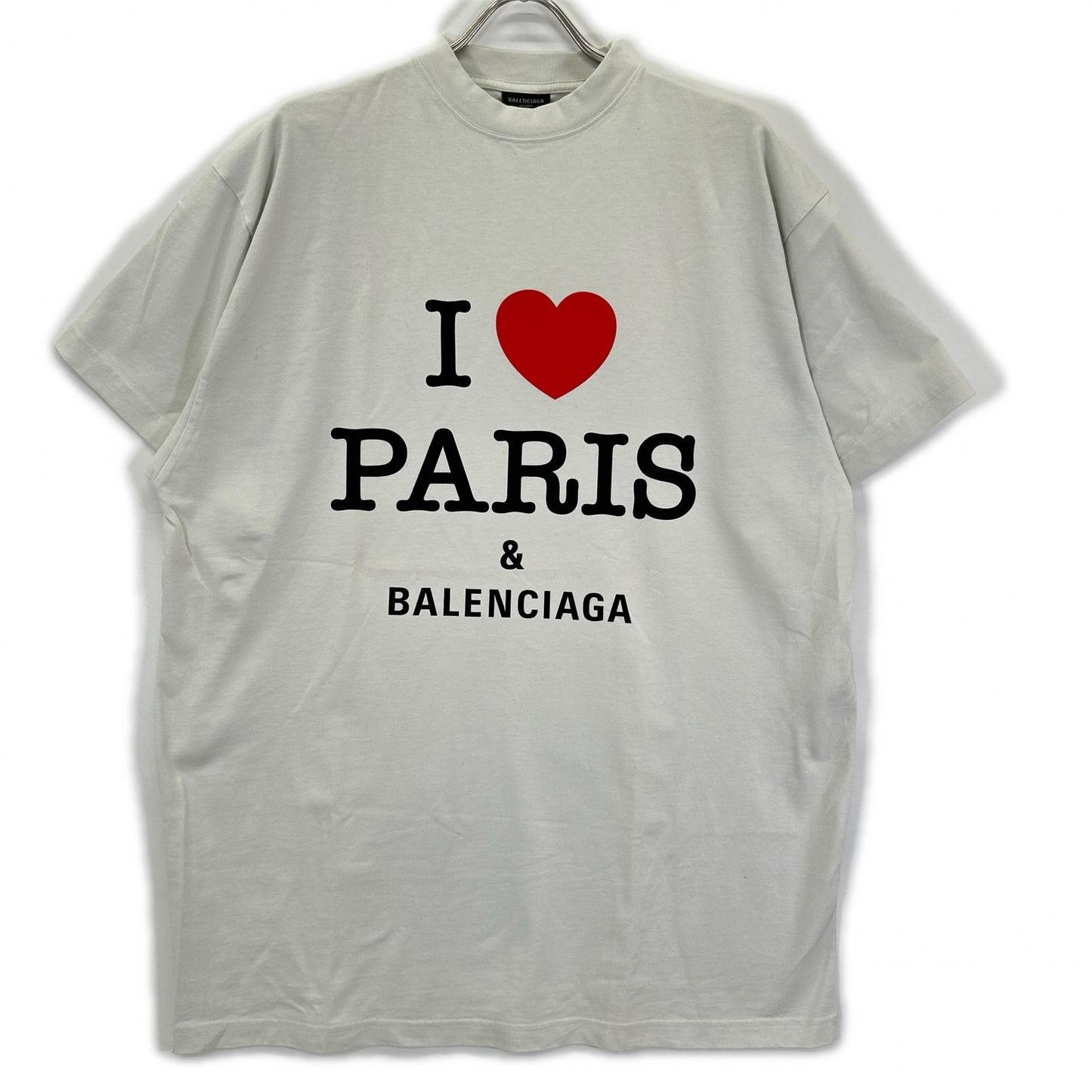 BALENCIAGA '24 I LOVE PARIS Cotton T-Shirt Light Gray Size L