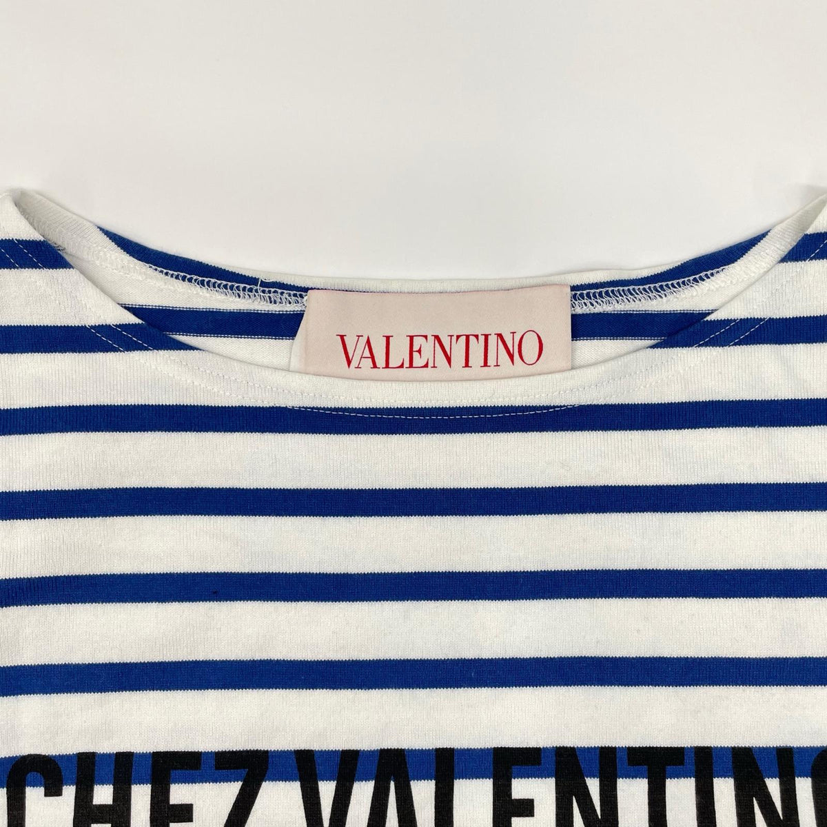 VALENTINO Striped Cotton Long Sleeve Shirt White/Blue Size S