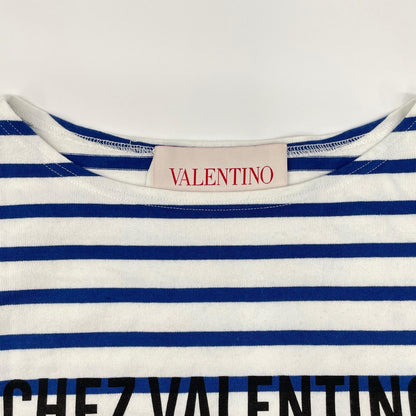 VALENTINO Striped Cotton Long Sleeve Shirt White/Blue Size S