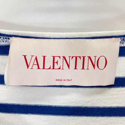 VALENTINO Striped Cotton Long Sleeve Shirt White/Blue Size S