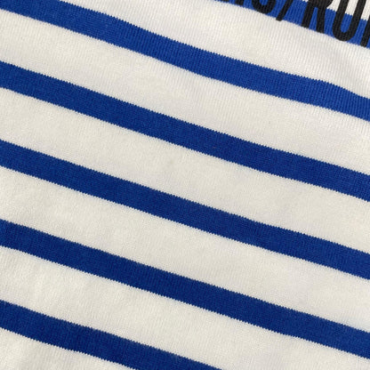 VALENTINO Striped Cotton Long Sleeve Shirt White/Blue Size S