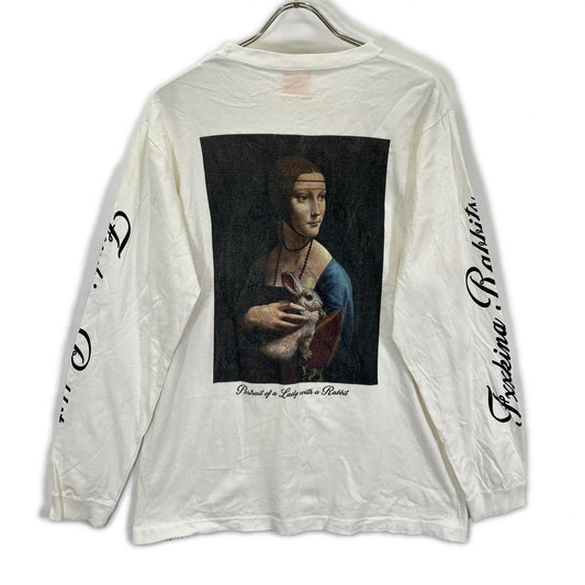 FR2 Lady with Ermine Print Cotton Long T-Shirt White Size M