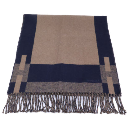 HERMES H Passant Fringe Cashmere Scarf Brown