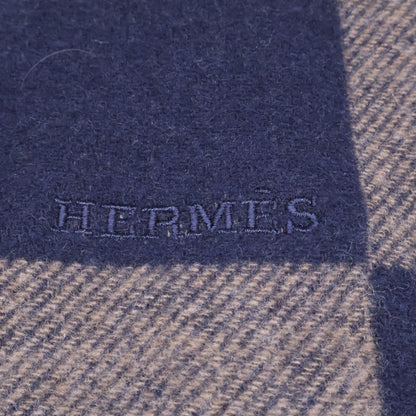 HERMES H Passant Fringe Cashmere Scarf Brown