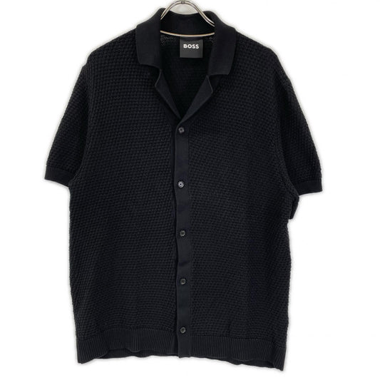 BOSS '25 C-Iconic Open Collar Cotton Cardigan Black Size L