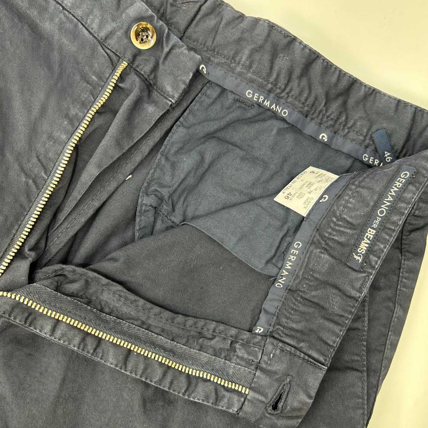 GERMANO Navy BEAMS F Cotton Gabardine 1-Pleat Shorts Size 46